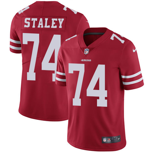 2019 men San Francisco 49ers #74 Staley red Nike Vapor Untouchable Limited NFL Jersey->san francisco 49ers->NFL Jersey
